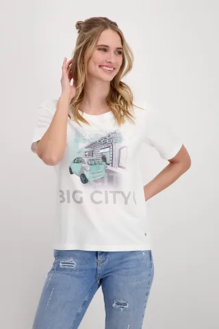 monari - T-Shirt mit Print off-white - Gr. - 40