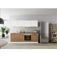 KOCHSTATION Küchenzeile KS-Lagos2, Breite 240 cm, wahlweise mit E-Geräten, mit 38mm starker Arbeitsplatte