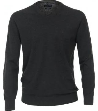 CASAMODA - Pullover mit V-Ausschnitt grau - Gr. - M
