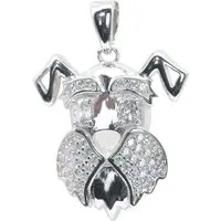 SCHEPPE SCHMUCK Kettenanhänger Hundekopf - HUND - 925 Sterling Silber - je 46 Zirkonia weiß (1-tlg., inclusive Schmuckbox), 19mm breit, 19mm hoch
