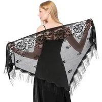 Zaewry Modeschal Stola für Abendkleid,Damen Spitzen-Stola,Dünner Schal Damen, Durchbrochene Sommer Schal Damen,für Hochzeiten, Abendpartys