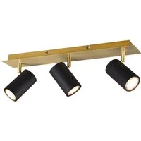 TRIO Leuchten LED Deckenstrahler, Dimmfunktion, LED wechselbar, Warmweiß, Balken-lampe innen Treppenhaus, Deckenlampe Schwarz Gold, Breite 48cm