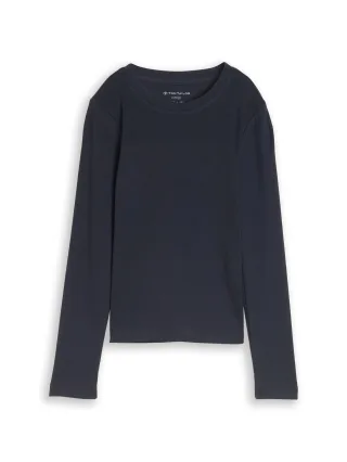 tom tailor kids - Langarmshirt mit Rippstruktur parisien night blue - Gr. - 140
