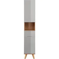 welltime Hochschrank Lund Badschrank skandinavisches Design mit viel Stauraum Badmöbel, 2 Türen und 1 Schublade, Breite 35cm
