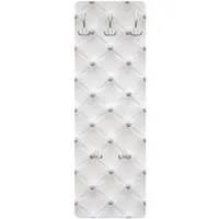 Bilderdepot24 Garderobenpaneel Design Muster Diamant Weiß Luxus (ausgefallenes Flur Wandpaneel mit Garderobenhaken Kleiderhaken hängend), moderne Wandgarderobe - Flurgarderobe im schmalen Hakenpaneel Design