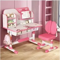 Rutaqian Kinderschreibtisch Kinderschreibtischstuhl Set für Kinder,Höheverstellbar 105 und 111 cm (Kinder-Schreibtisch- und Stuhl-Set, 1-St., 1 x Kinderschreibtisch, 1 x Kinderstuhl), Schreibtisch mit Stuhl, Bücherständer und Schublade für Jungs Mädc