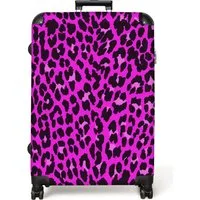 NoBoringSuitcases.com© Hartschalen-Trolley Panther Druck - Rosa - Neon - Mädchen - Kinder 77 cm - 98 L, 8 Rollen, Reisetasche mit rollen für 30kg, Koffer für Mädchen, Reisekoffer