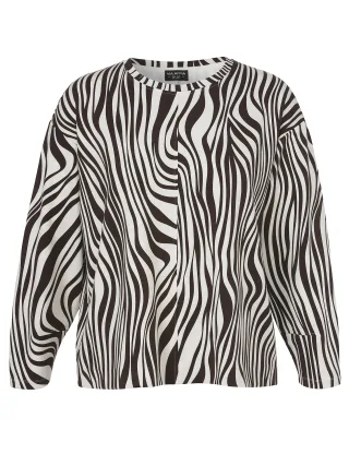 VIA APPIA DUE - Sweatshirt Rundhals 1/1 Arm Druck creme/kaffee - Gr. - 54