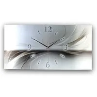 Kreative Feder Funkwanduhr 3D Design-Wanduhr "Abstrakt Silber" aus gebürstetem Aluminium (ohne Ticken, flüsterleises Funkuhrwerk, außergewöhnlich, modern)