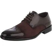 Coolwalk Herrenschuh Derby glänzend Schnürung elegant Freizeit Schnürschuh (91977170) Blockabsatz Business-Schuhe in Braun