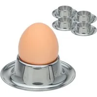 Koopman Eierbecher Edelstahl Rund 1/ 4 er Set, (Stück, 4-tlg., Packung), 4 Stk, Metall, Ø8cm, Lebensmittelecht, Spülmaschinengeeignet