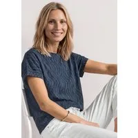 STREET ONE Kurzarmshirt Sommershirt mit Glitzer und grafischem Muster