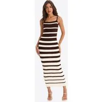 Imily Bela Strickkleid Damen gestreiftes tailliertes Trägerkleid (Packung, 1-tlg., 1per-Pack) Quadratischer Kragen