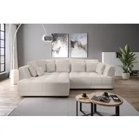 WERK2 Ecksofa Tiga 207 x 286 cm modern und bequem, Struktur weich, L-Form, elektrische Sitztiefenverstellung