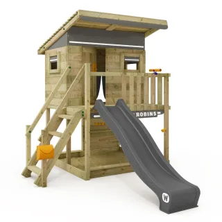 Stelzenhaus mit Rutsche Smart CoastHouse - Spielhaus 1,20m Podest - 1,40m Stehhöhe - Massivholz Garten Spielturm für Kinder - Wickey