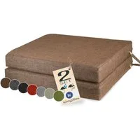 sunnypillow Stuhlkissen 2er Set Stuhlkissen mit Bändern "HAVANA" viele Farben zur Auswahl, Braun
