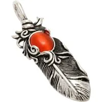 BUNGSA Anhänger Set Anhänger Feder mit Achatstein Silber aus Edelstahl Unisex (1-tlg), Pendant Halsketten