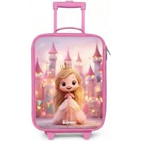 NoBoringSuitcases.com© Kinderkoffer Rosa - mit leuchtende Räder - Prinzessin - Rosa - Schloss, 2 Rollen, Handgepäck-Koffer, Kinderkoffer, Reisekoffer Mädchen