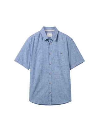 Tom Tailor - Regular Kurzarmhemd leasure blue chambray - Gr. - XXL