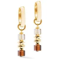 COEUR DE LION Paar Creolen Schmuck Edelstahl Ohrringe Wave Cube Flow Würfelkette, Made in Germany - mit Swarovski® Kristall, Hämatit