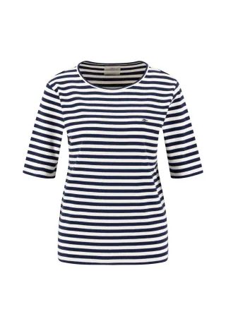 FYNCH-HATTON - T-SHIRT 1X1 RIB STRIPE galaxy blue - Gr. - M