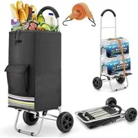 POPOLIC Einkaufstrolley Klappbarer bis 50kg Einkaufswagen, Wasserdichter, 75 l, Handwagen für Einkaufen oder Transportieren von Waren