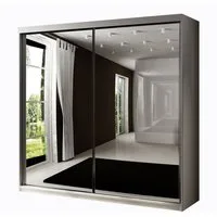 MIRJAN24 Kleiderschrank Top 21/200 (mit 2 Schiebetüren) mit Kleiderstange, Einlegeplatten und Großer Frontspiegel