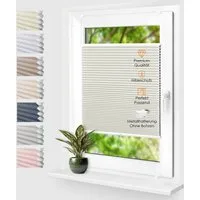 Rikmani Plissee Thermo Fensterplissee ohne Bohren, Naturweiß, 40x120, verdunkelnd, Klemmfix, Langlebige Premium-Qualität, Thermo Plissee