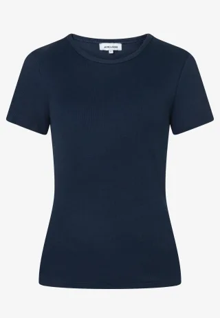 MORE & MORE - Rippenshirt blau - Gr. - 36