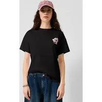 QS Kurzarmshirt T-Shirt Baumwollshirt mit Rücken- und Frontprint