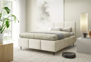 Polsterbett Schlafzimmerbett MIAMI Komplettset 140x200cm in Stoff Coral Ecru