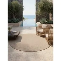 KADIMA DESIGN Teppich VENTOUX Wetterfest UV-Beständig Balkon Waschbar Strapazierfähig, Rund, Höhe: 5 mm, Beige, 80x80 cm, Outdoor Balkonteppich Terrasse Pflegeleicht Robust