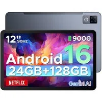 DOOGEE U12 Android 16 12 Zoll Tablet, 9000mAh, 90Hz, 6GB RAM+128GB/2TB Tablet (12", 128 GB, Android 16, Wifi, 13MP+8MP Kameras, ultradünn 7,8mm, WiFi5, GPS, Face ID, OTG, FM)