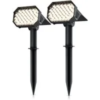 Brandson LED Gartenstrahler Solar Erdspießleuchte, Akku Gartenleuchte, Solarspotlight Wandmontage, Ein-/Ausschalter, mehrere Helligkeitsstufen, LED fest verbaut, Warmweiß, Solarstrahler 80 Lumen, Solarleuchte warmweiß, für Garten & Außen