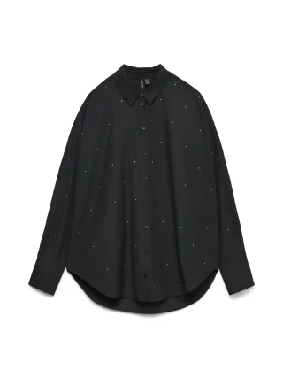 VERO MODA - VMFANNI RHINESTONE LS SHIRT WVN NOOS Black - Gr. - XS
