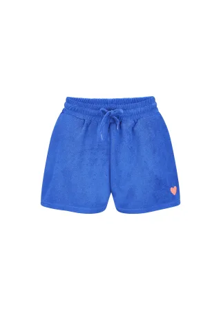 Frottee-Shorts aus Baumwolle mit Herz-Stickerei blau - Gr. - one size