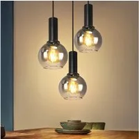 Nettlife Pendelleuchte Vintage Esstisch Glas Schwarz Industrial E27 Wohnzimmer, Höhenverstellbar, LED wechselbar, Esstischlampe für Wohnzimmer Küche