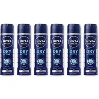Nivea Men Deo-Spray Deodorant Men Dry Active Deo Spray 6 x 150ml, 6-tlg.