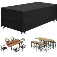 BTTO Gartenmöbel-Schutzhülle 600D Oxford-Stoff Sitzgruppen-Schutzhüllen Abdeckung 1er,Schwarz, Wetterfest mit Kordelzug für Garten,Balkon,Terrasse