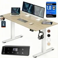 Casaria Schreibtisch Elektrisch höhenverstellbar Memory-Funktion Sitz-/Steherinnerung, Höhenverstellbar elektrisch mit Wireless Charger 120 / 140 / 160 cm