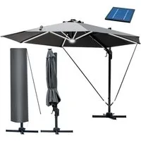 BRAST Sonnenschirm Alu Ampelschirm Ø360cm inkl. Schützhülle, wahlweise mit LEDs,drehbar schwenkbar & höhenverstellbar