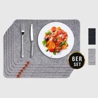 Montegoni Platzset Rutschfeste Tischset abwaschbar aus Filz 6er Set, (6 Tischuntersetzer Platzset (44x32 cm), Platzdeckchen abwischbar