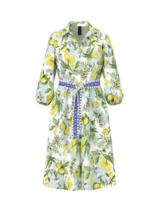 Marc Cain Additions - Bedrucktes Midi-Baumwollkleid white - Gr. - 44
