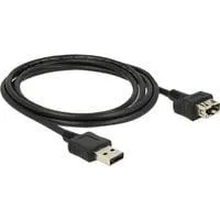 EASY-USB 2.0 Verlängerungskabel, USB-A Stecker > USB-A Buchse schwarz, 2 Meter, ShapeCable, USB-A Stecker beidseitig verwendbar