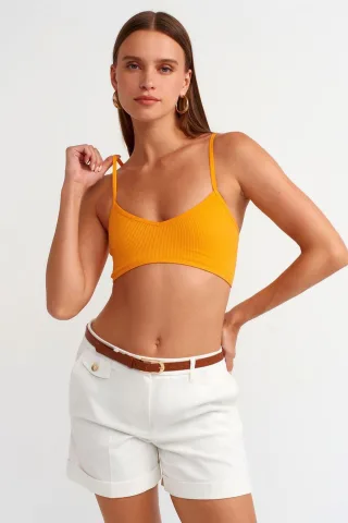 Ripp-V-Ausschnitt Cropped Bralet Top
