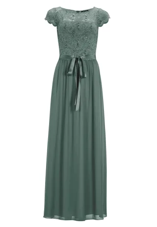 SWING - Abendkleid aus Chiffon mit paillettenbesetztem Spitzenoberteil deep slate - Gr. - 38