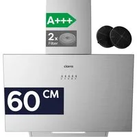CIARRA Kopffreihaube 60 cm Dunstabzugshaube A+++ 650 m³/h starke Saugleistung VM6762AS 60 cm Dunstabzugshaube A+++ 650 m³/h starke Saugleistung VM6762AS, Leise Schräghaube mit Kohlefilter LED Umluft & Abluft 3 Stufen