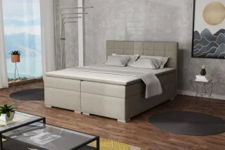 Boxspringbett Schlafzimmerbett FARUK 200x200cm Stoff Aragon Cappuccino