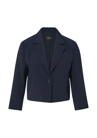 s.Oliver BLACK LABEL - Kurzer Blazer mit V-Ausschnitt und 3/4-Ärmeln blau - Gr. - 40