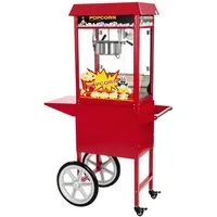 Royal Catering Popcornmaschine 5 kg/h Popcornmaker Mit Wagen Popcornautomat 1500 W Rot Retro Profi